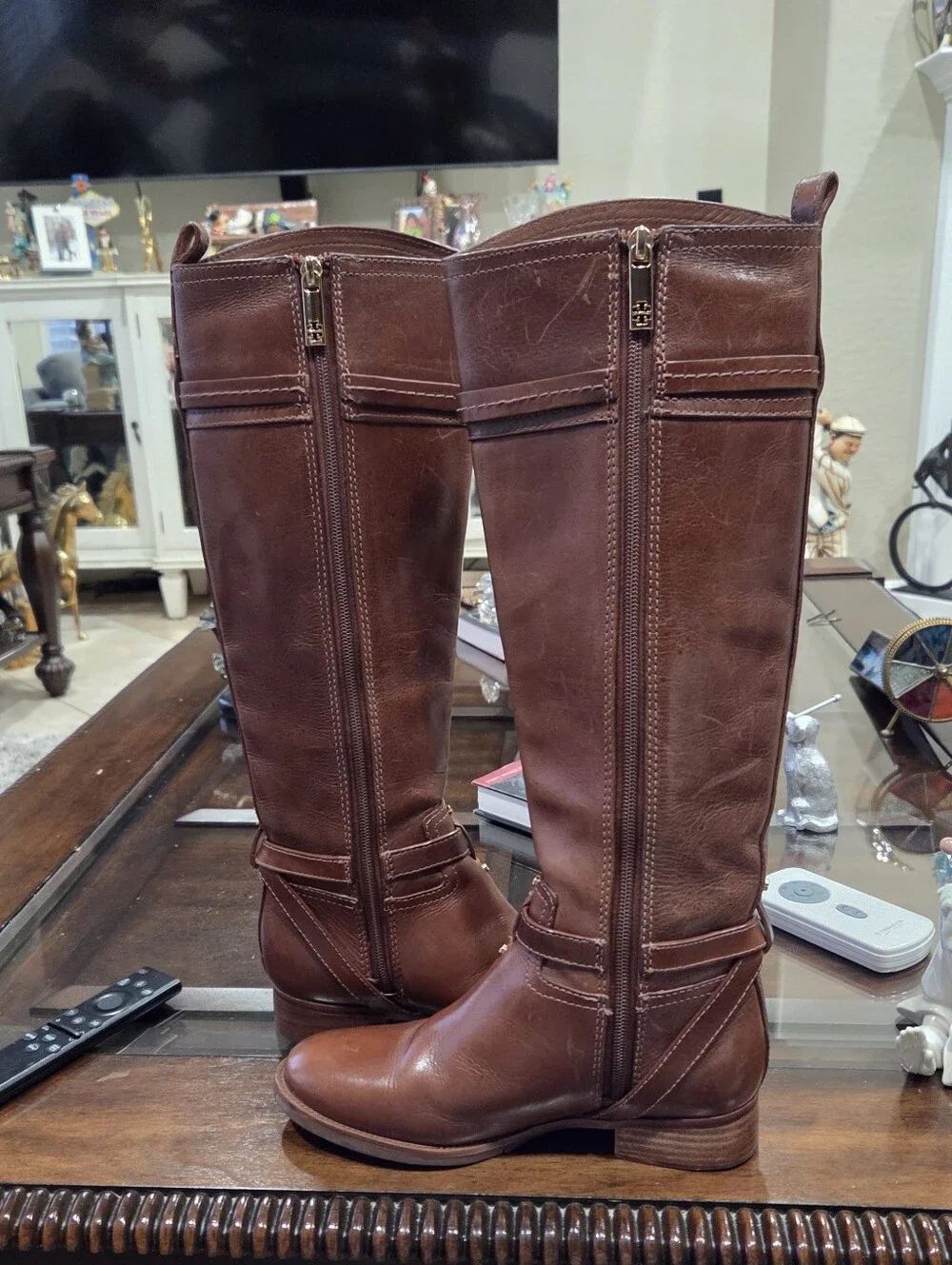 Tory Burch Calista Conac Women's Brown Leather Riding Boots